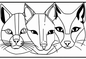 One line style black tattoo with cat and dog faces tattoo idea