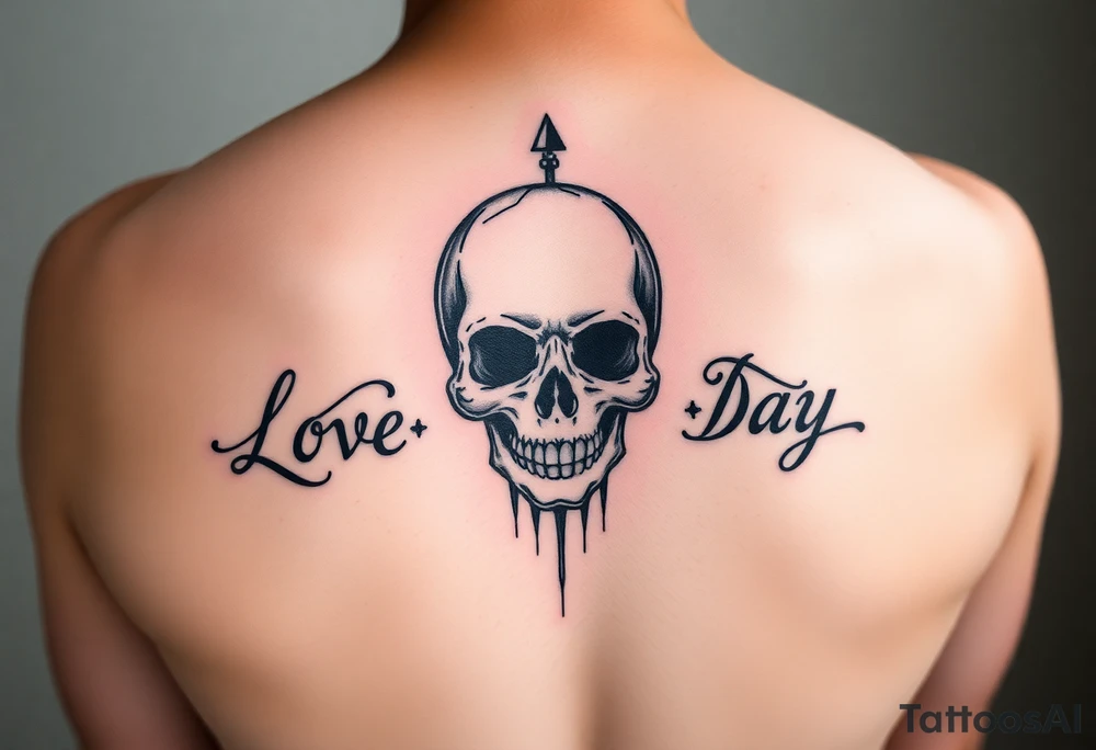 Love Each Day tattoo with  a skull tattoo idea
