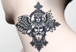 Archangel Michael in armour
A large Orthodox cross with ornate detailing
Christ Pantocrator face (very traditional Orthodox icon style)
Saints like St. Nicholas or St. Andrew tattoo idea
