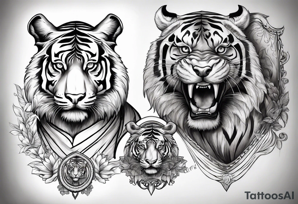 Tiger with a bull tattoo idea