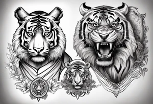 Tiger with a bull tattoo idea