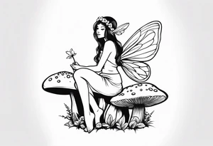 fairy sitting on mushroom tattoo idea