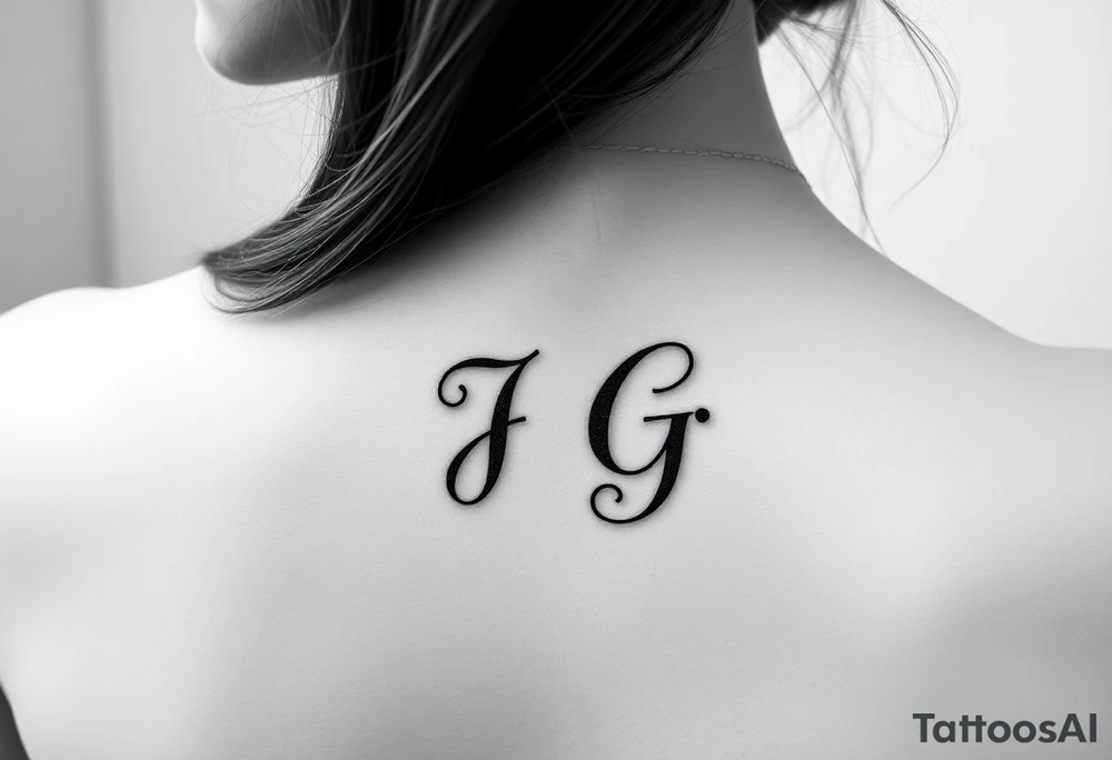 A woman has a tattoo on her rib in a delicate font - I J G tattoo idea