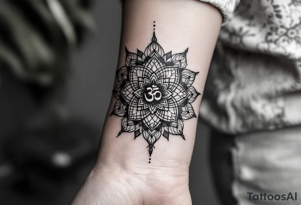 sacred flower of life with om in the middle tattoo idea