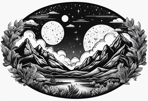 Galaxy sky with Arizona landscape tattoo idea