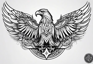 Simple celtic Eagle with wings spread upwards linework tattoo idea