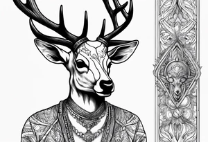A human with a deer skull head tattoo idea