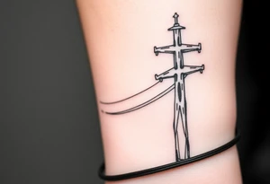a wooden 12kv pole. Make the pole a cross that has a hidden resemblance to god. tattoo idea