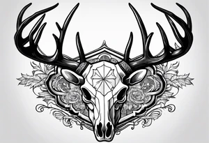 Deer skull with awareness ribbon tattoo idea