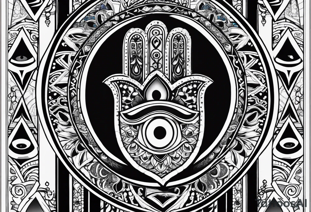 Hamsa, evil eye and ankh tattoo idea