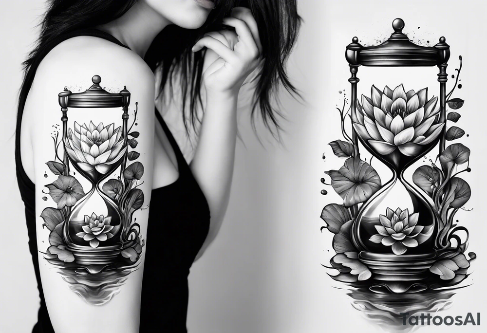 Hourglass with waterlily tattoo idea