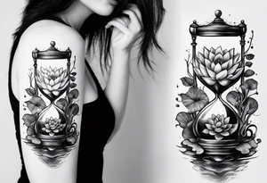 Hourglass with waterlily tattoo idea