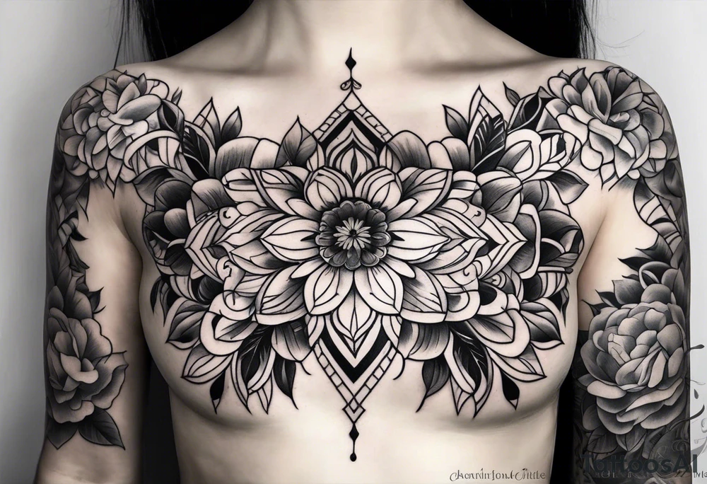 floral geometric shaped into a point tattoo idea floral geometric shaped into a point tattoo idea