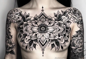 floral geometric shaped into a point tattoo idea