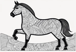 Herring outline filled in with the pattern of a Swedish Dala horse tattoo idea