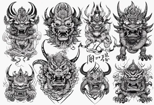 Hindu monster with connecting lines going out of it tattoo idea