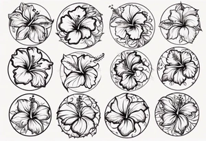 Round ornament hibiscus without leaves tattoo idea