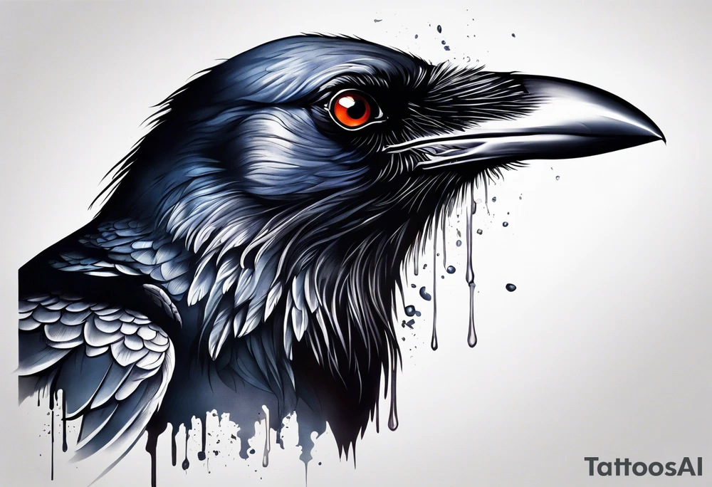 crow bleeding from eyes tattoo idea