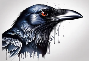 crow bleeding from eyes tattoo idea
