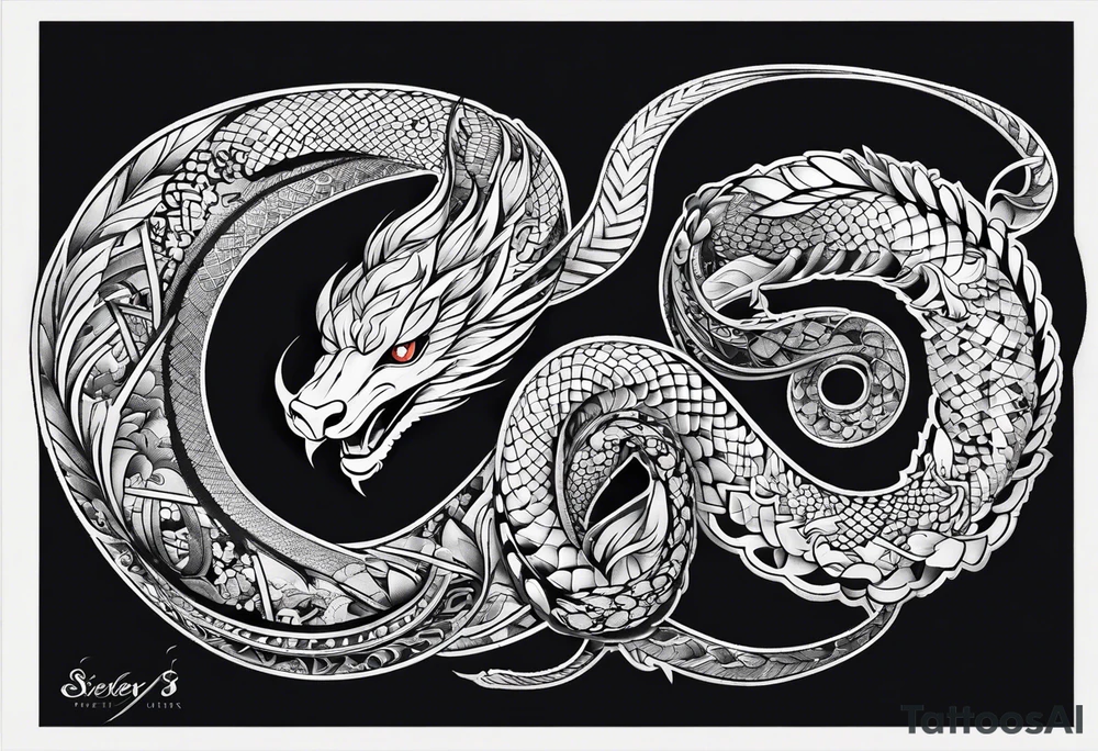 Serpent Seven number shape tattoo idea