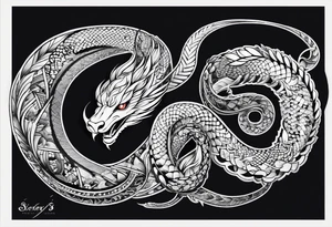 Serpent Seven number shape tattoo idea
