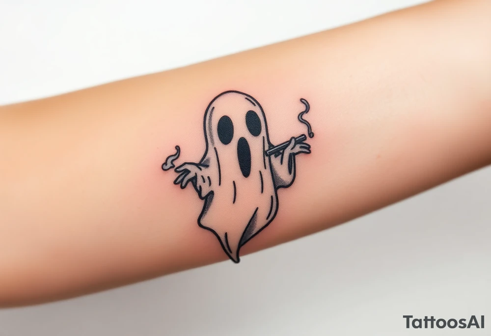 Cute ghost smoking tattoo idea