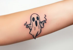 Cute ghost smoking tattoo idea