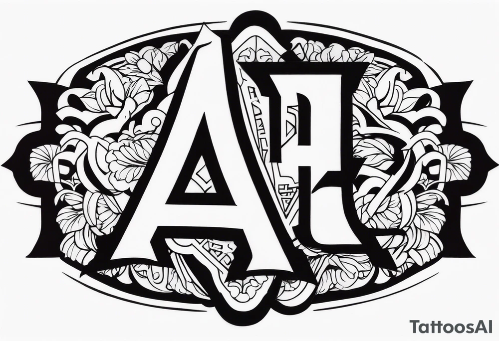the letters A R in the middle of a ninja headband tattoo idea