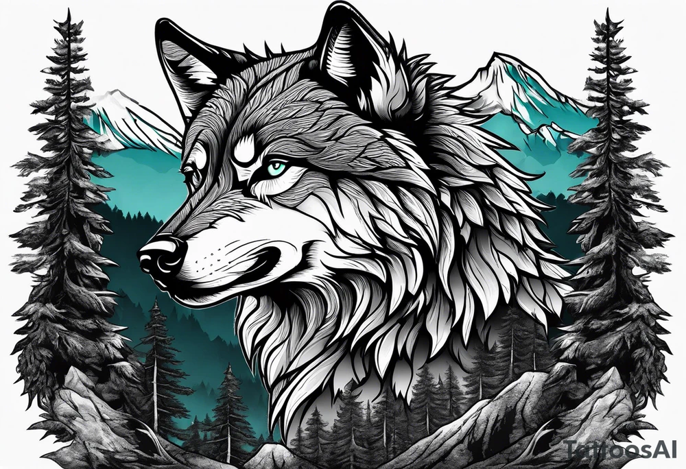 Badass wolf wearing sunglasses
Dark woods
Mountain peaks tattoo idea