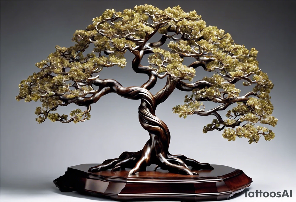 Imagine a tree with its roots forming the double helix structure of DNA, symbolizing the essence of life and growth. The trunk of the tree could extend upwards, branching out into the familiar silhouette of Michelangelo's hands from the "Creation of Adam." The hands could be positioned to delicately cradle a small seed or budding flower, representing the potential for new beginnings and creation tattoo idea