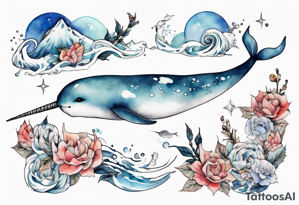 a narwhal in the arctic tattoo idea