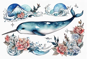 a narwhal in the arctic tattoo idea