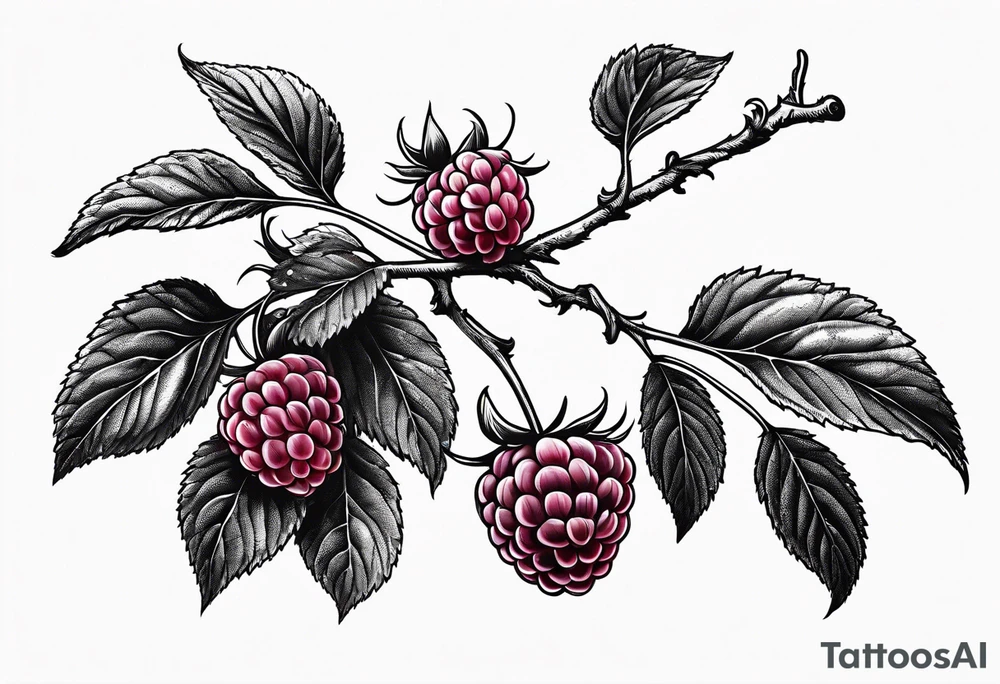 a single long raspberry branch that is growing downwards and skinny in width tattoo idea a single long raspberry branch that is growing downwards and skinny in width tattoo idea