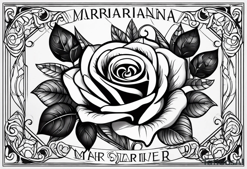 name marjrianna with roses and forever tattoo idea