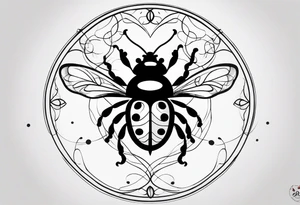very minimalist thin lining very minimal tattoo with combination of a ladybug, the letter ‘s’, a jellyfish and a swing tattoo idea