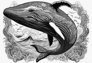 Back Breaching North Pacific humpback whale paisley tattoo idea