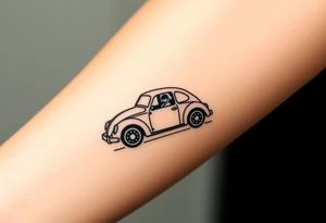 Lady bug driving car tattoo idea
