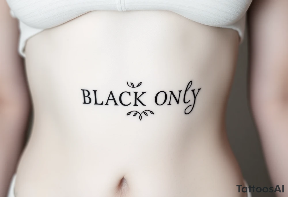 text reading "BLACK ONLY" across a womb tattoo tattoo idea