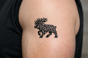 Caribou in Norse knot work tattoo idea