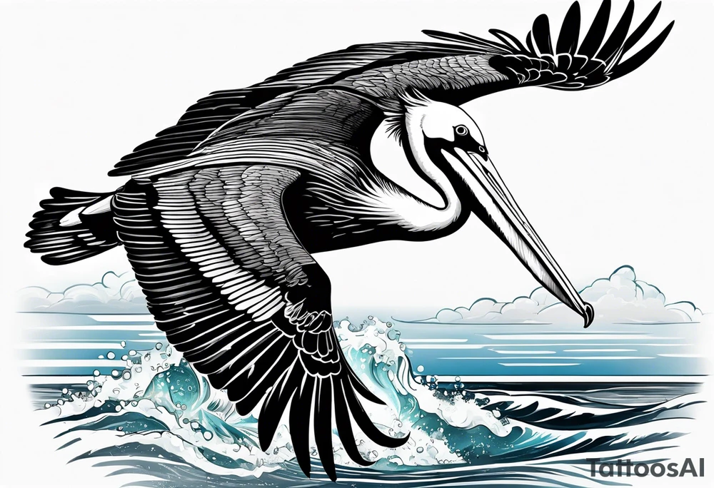 pelican +diving +water tattoo idea