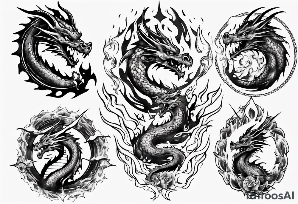 Dragon Surrounded in Fire tattoo idea