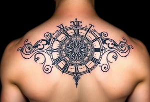 vintage roman numerals within ornate clockwork mechanism tattoo idea