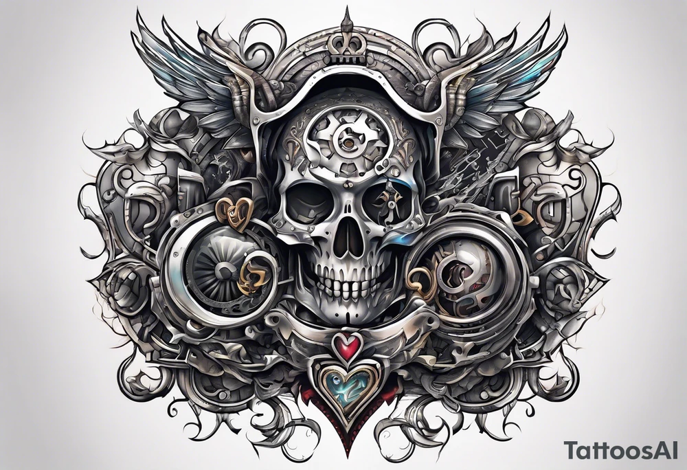 The number 52, biomechanical, signifying love tattoo idea