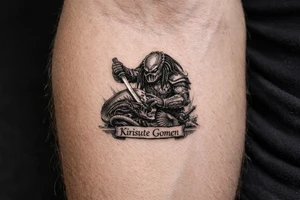predator killing alien with the kirisute gomen below tattoo idea