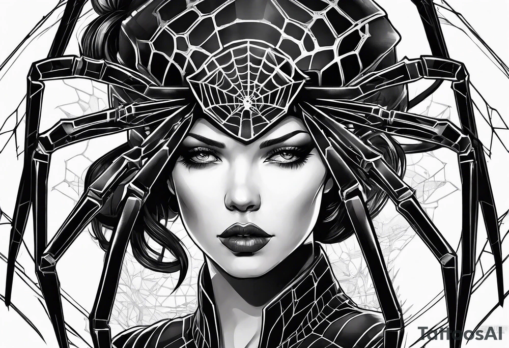 cyberpunk black widow spider tattoo idea