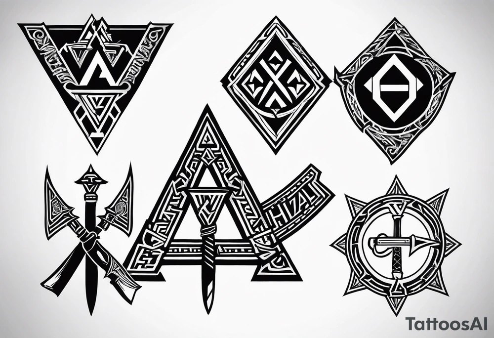 Valhalla valknut shield axe sword tattoo idea