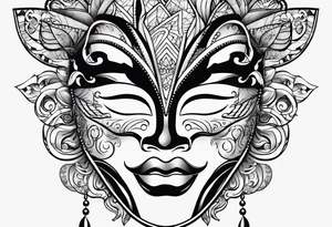 Carnival mask with text”2sides” tattoo idea