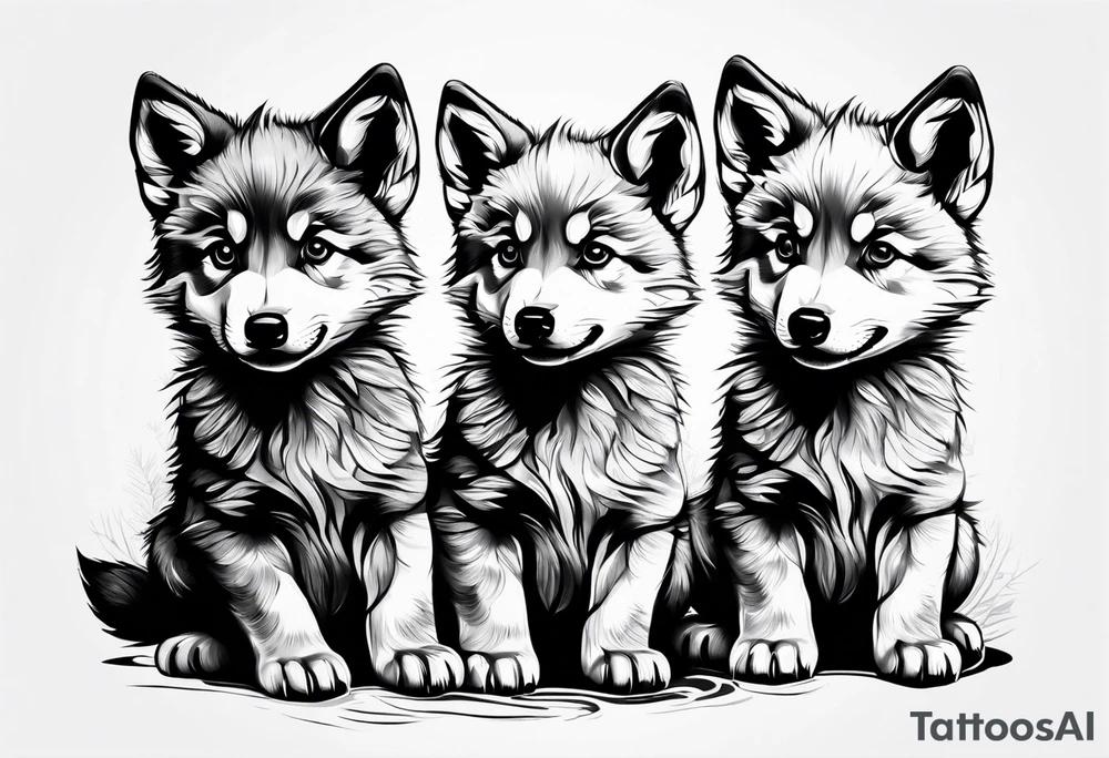2 wolf cubs adoring and cute tattoo idea