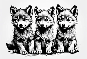 2 wolf cubs adoring and cute tattoo idea