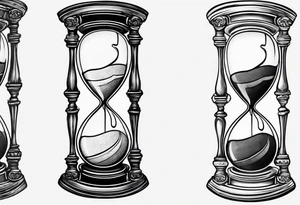 Hour glass with sand and skelaton tattoo idea